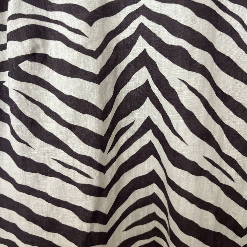 Tahari 100% Linen Button Up Shirt 2X Zebra Stripe Brown Coastal European Flax - Picture 5 of 6